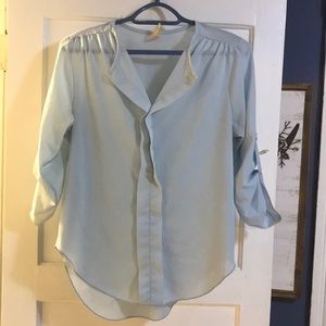 Light blue blouse with 3/4 sleeves